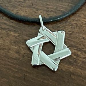 Star of David Pendant on Black Leather Necklace